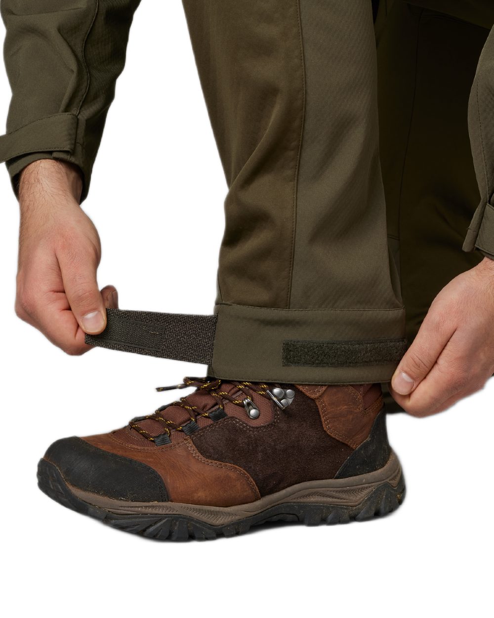 Pine Green Coloured Seeland Hawker Shell II Waterproof Trousers on white background