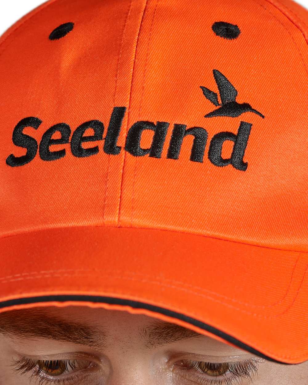 Hi-Vis Orange coloured Seeland Hi-Vis Cap on white background