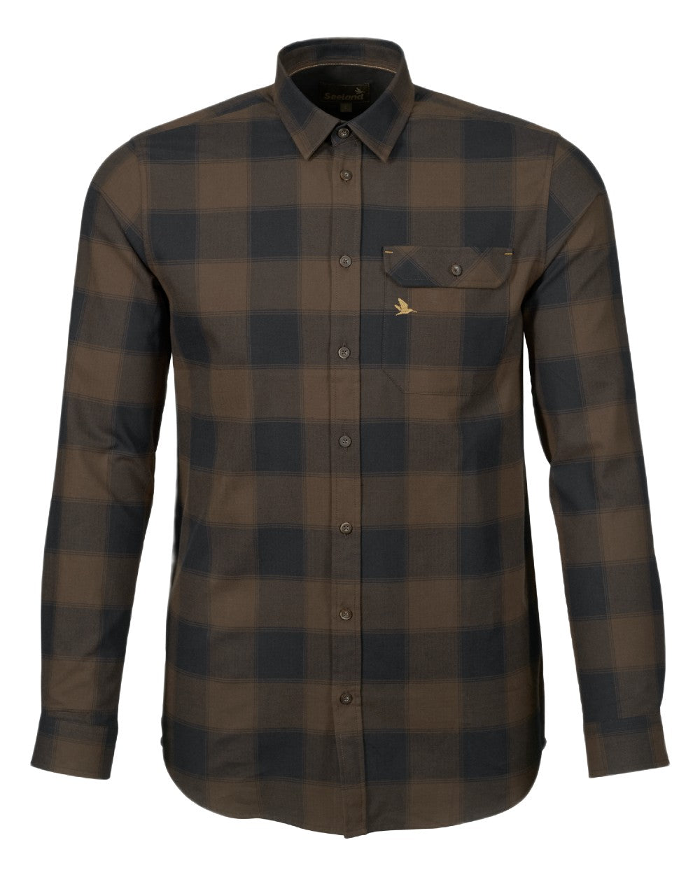 Hunter Brown Coloured Seeland Highseat Shirt on white background