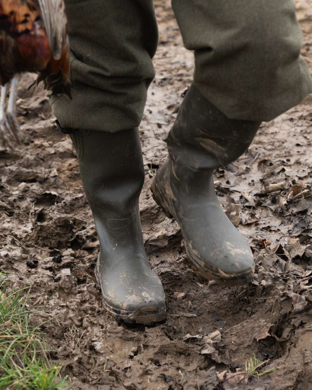 Pine Green Coloured Seeland Hillside Classic Boots on outdoor background