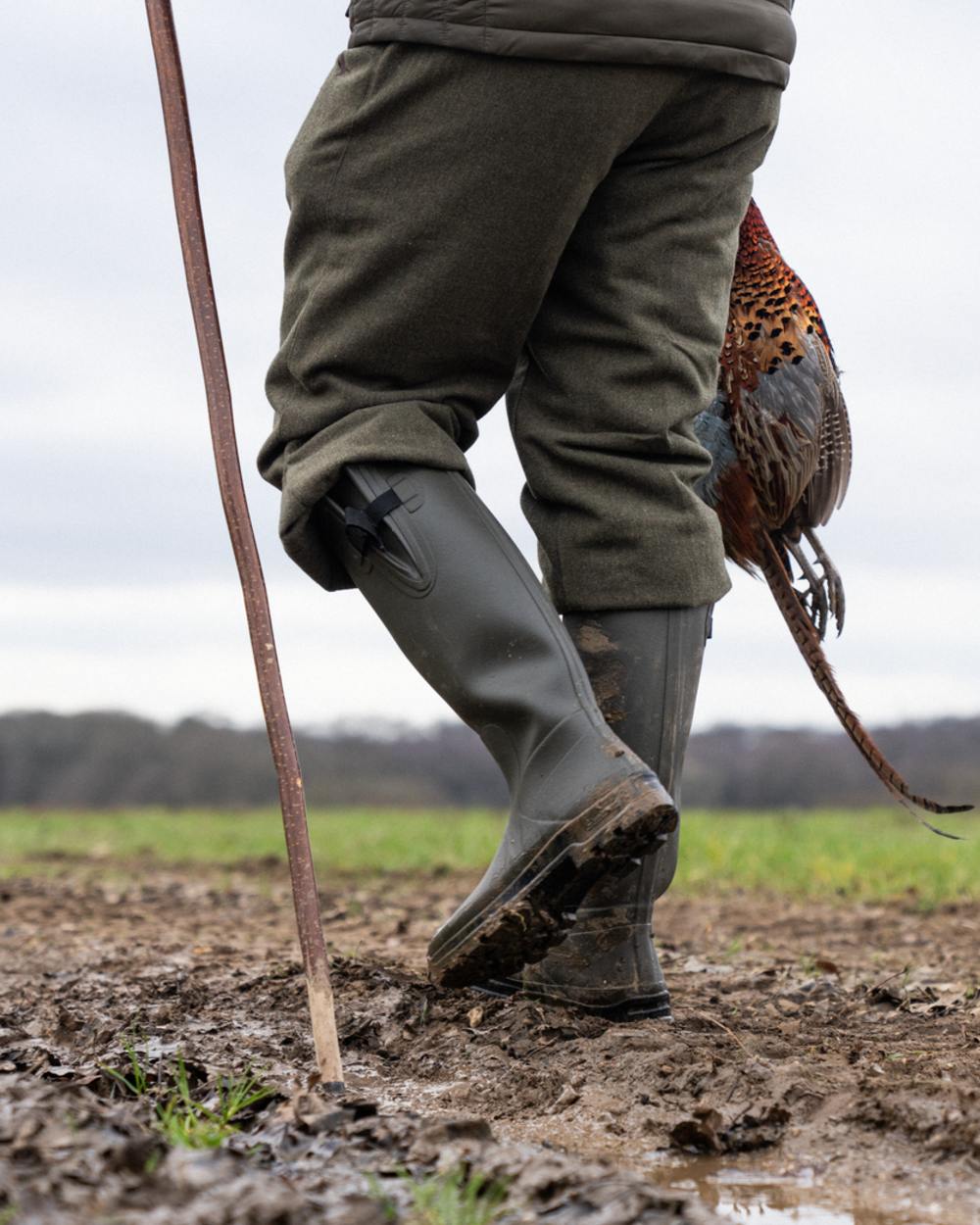 Pine Green Coloured Seeland Hillside Classic Boots on outdoor background