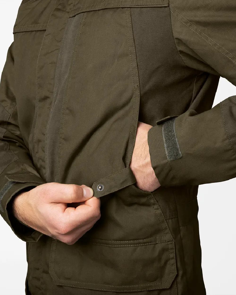 Pine Green Dark Brown Coloured Seeland Key-Point Elements Jacket on white background