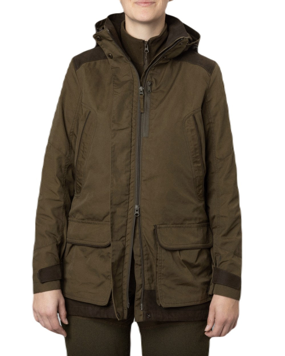 Pine Green Grizzly Brown Coloured Seeland Key-Point Kora Jacket on white background
