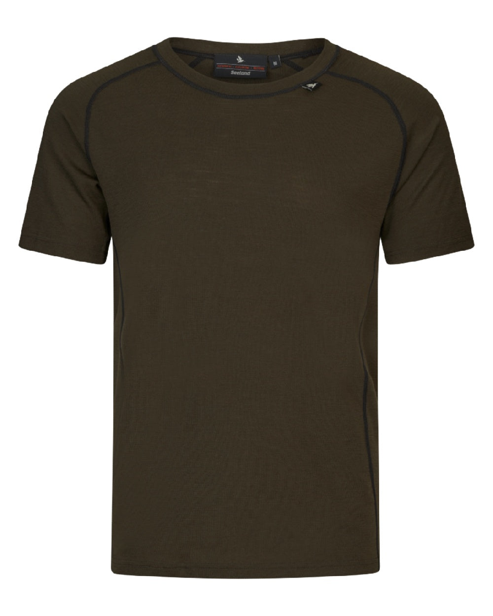 Pine Green Coloured Seeland Mens Apex Merino T-Shirt on white background