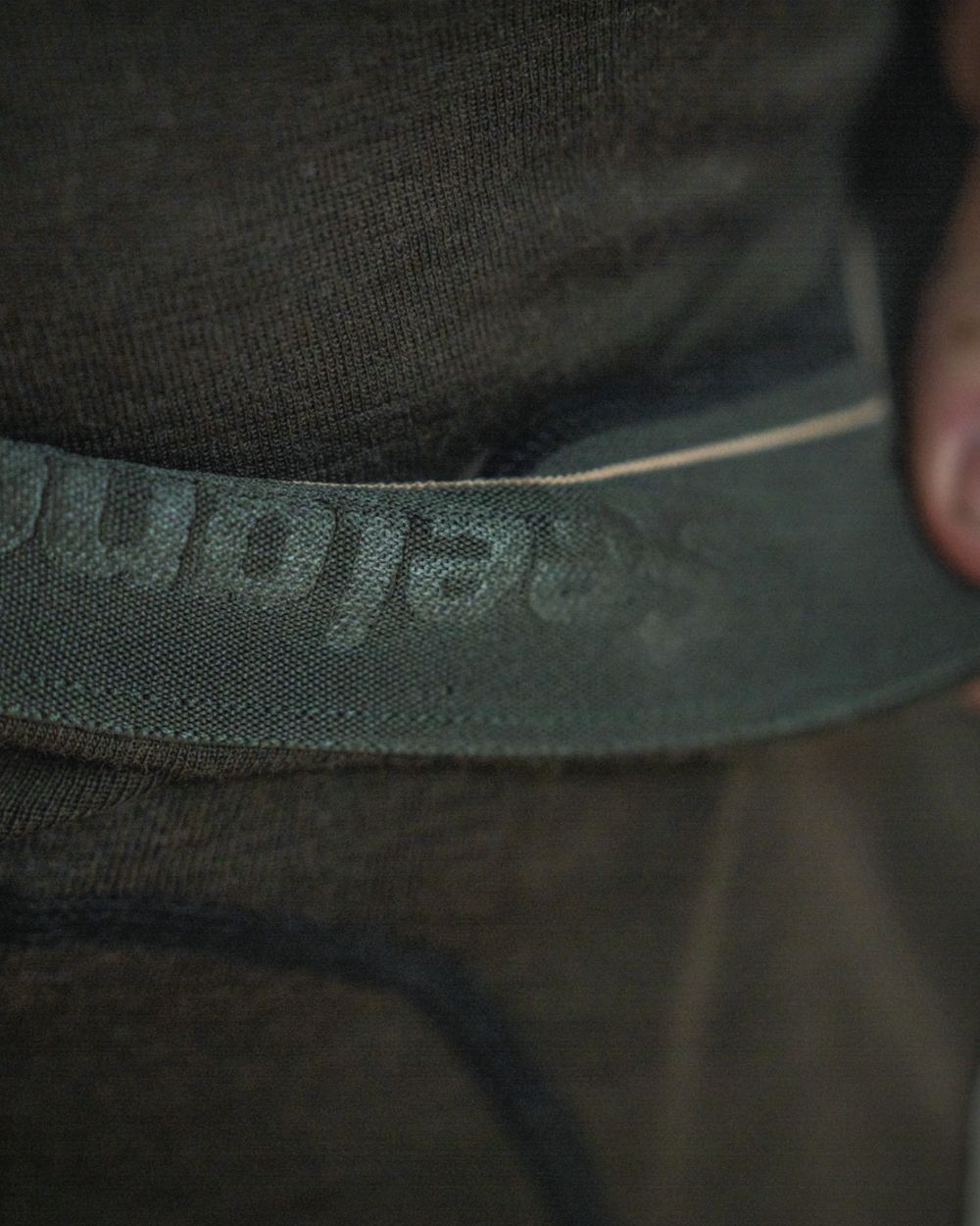 Pine Green Coloured Seeland Mens Apex One Hundred Long Johns on outdoor background