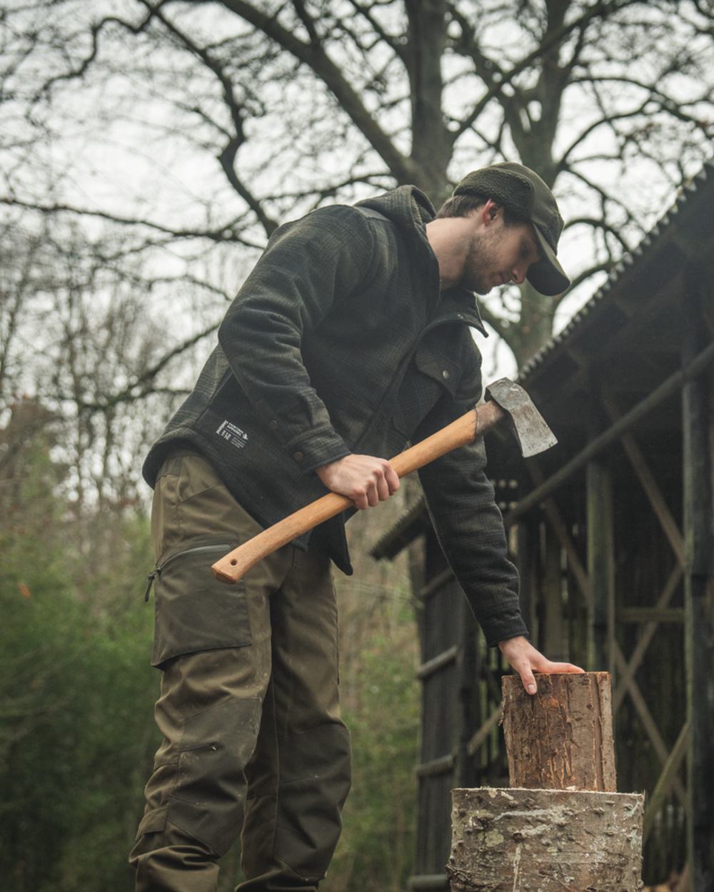 Pine Green Check Coloured Seeland Mens Canada Yukon Jacket on outdoor background