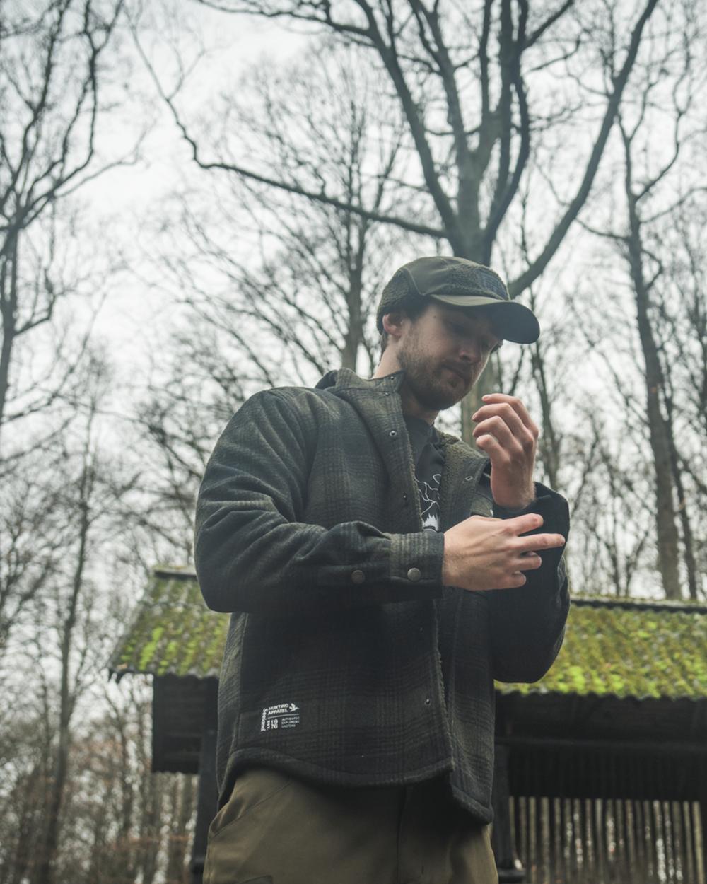 Pine Green Check Coloured Seeland Mens Canada Yukon Jacket on outdoor background