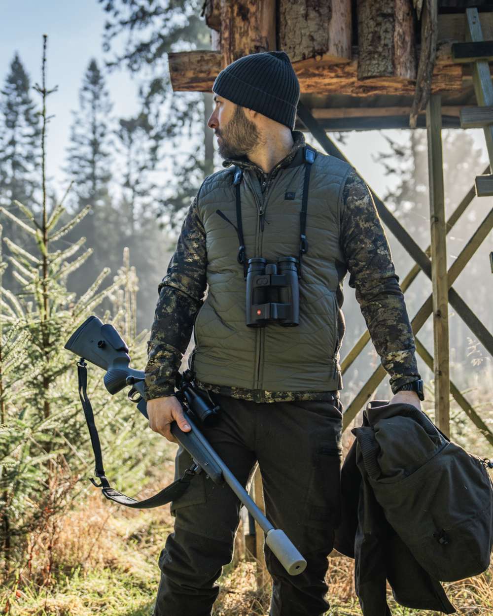 Grape Leaf Coloured Seeland Mens Celsius Heat Liner Waistcoat on outdoor background