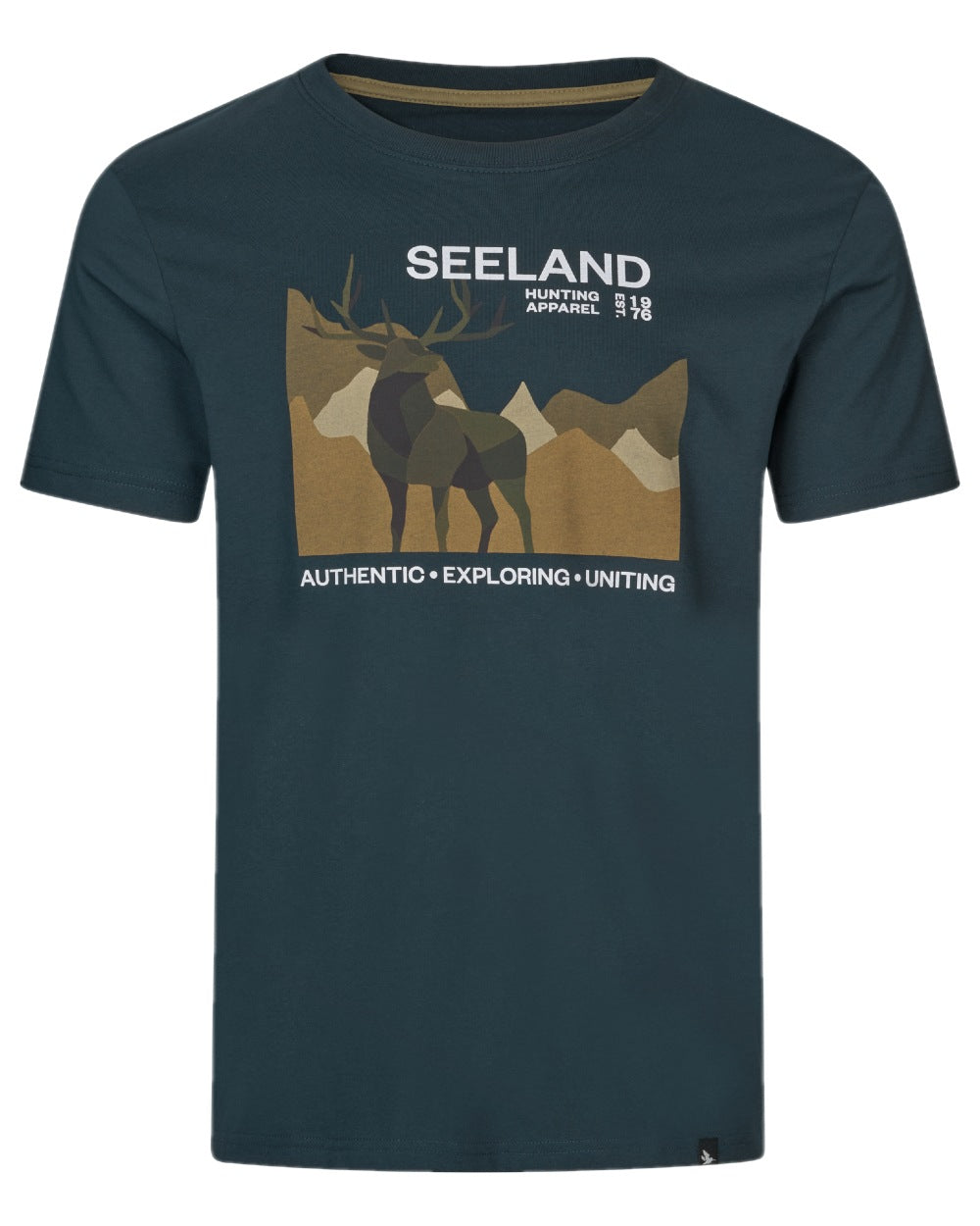 Dark Blue Coloured Seeland Mens Fragment T-Shirt on white background