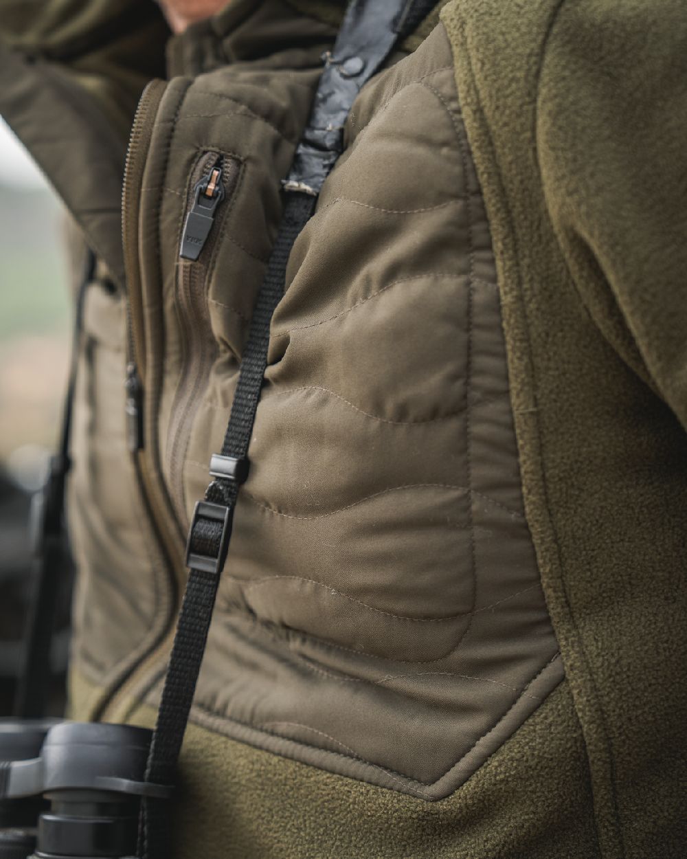 Pine Green Coloured Seeland Mens Gale Fleece Jacket on outdoor background