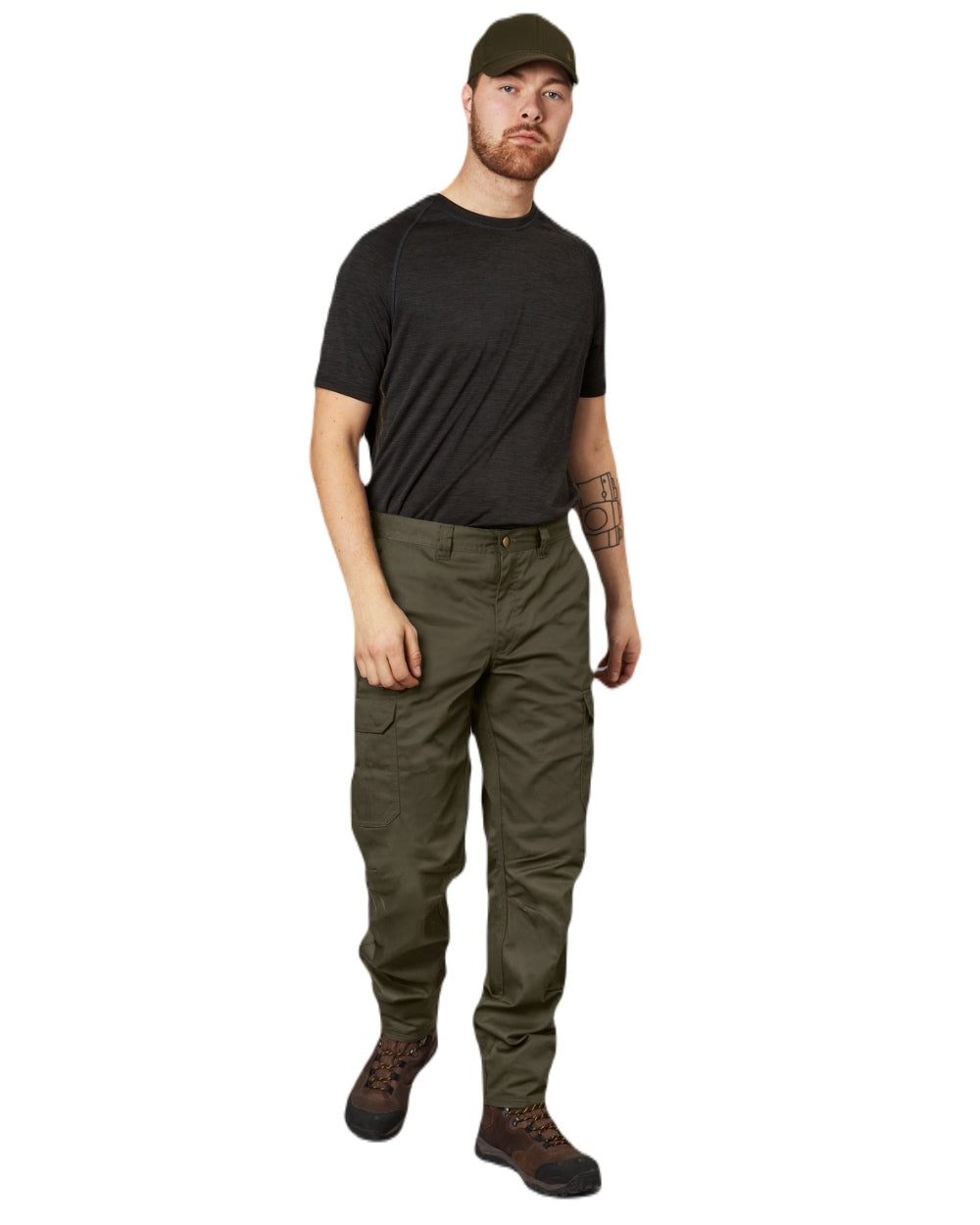 Pine Green Coloured Seeland Mens Oak Trousers on white background