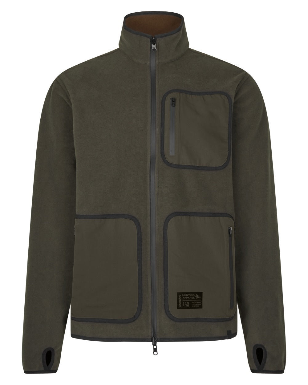 Grizzly Brown Demitasse Brown Coloured Seeland Mens Rogue Solid Reversible Fleece Jacket on white background