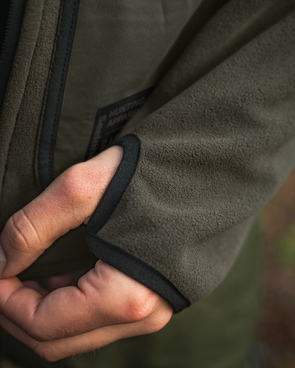 Grizzly Brown Demitasse Brown Coloured Seeland Mens Rogue Solid Reversible Fleece Jacket on forest background