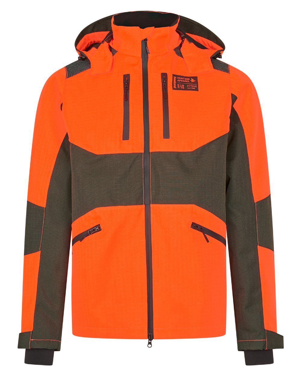 Orange Blaze Coloured Seeland Mens Venture Serac Jacket on white background