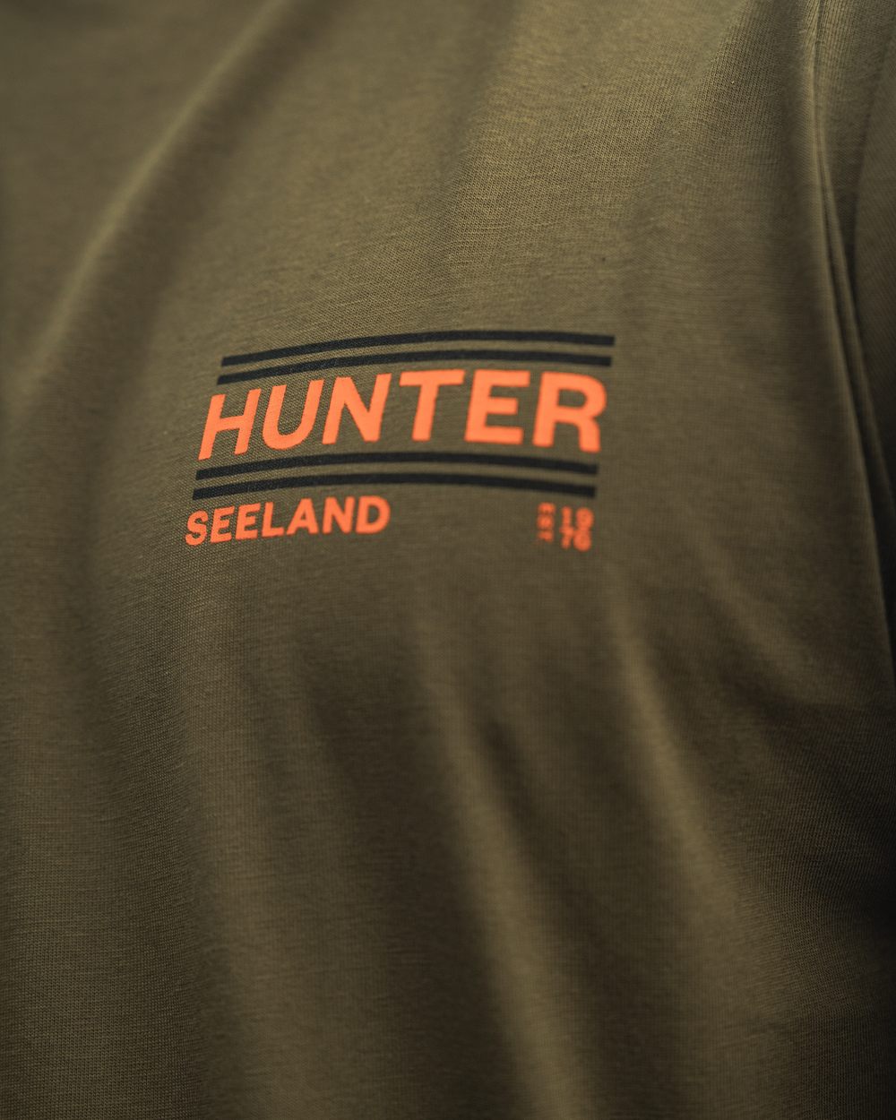Military Olive Coloured Seeland On Point T-Shirt on outdoor background