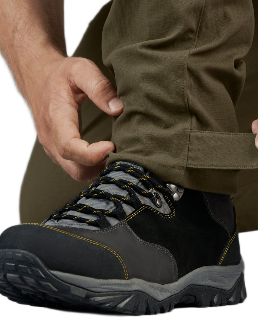 Pine Green Coloured Seeland Outdoor Stretch Trousers on White background