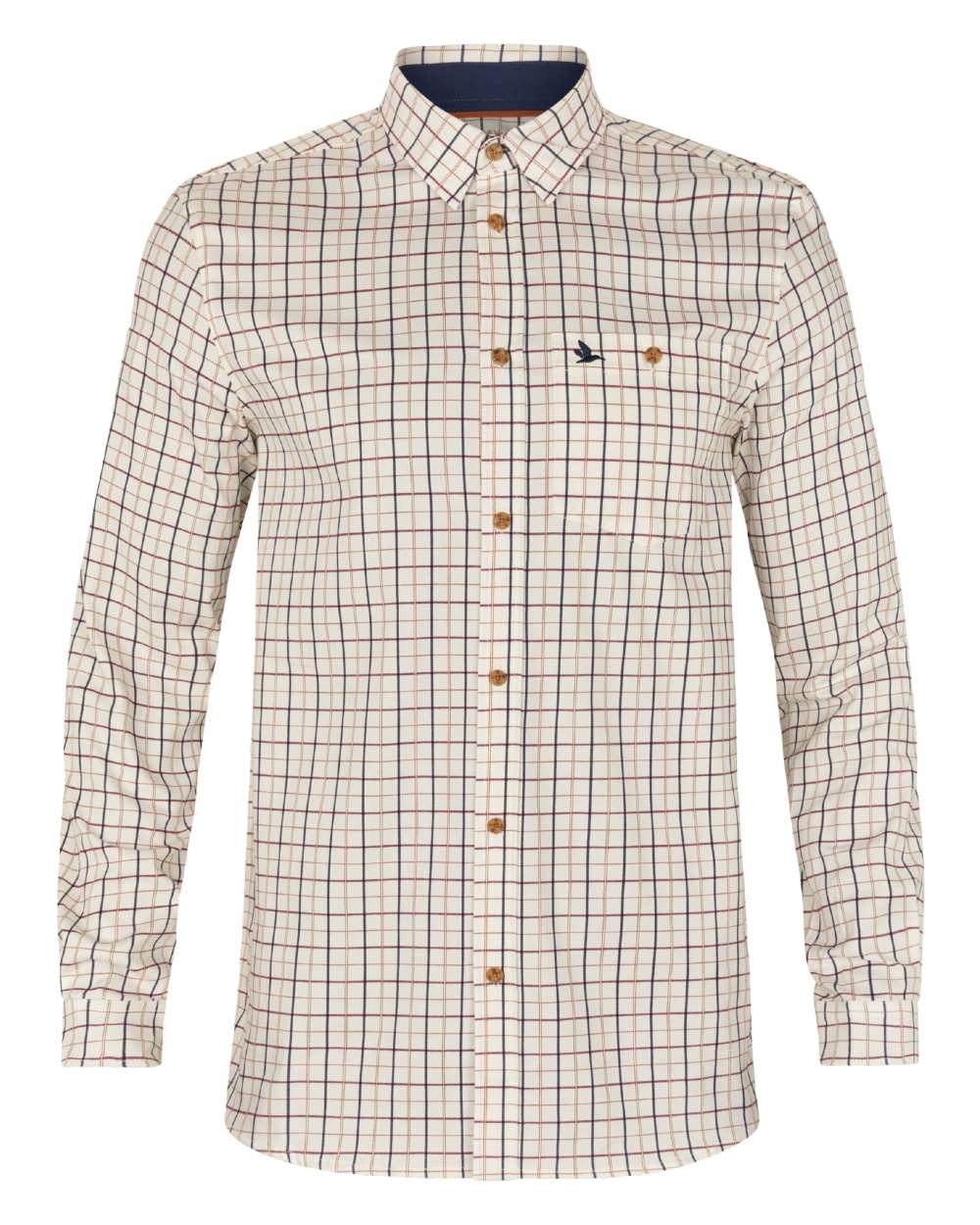 Classic Blue Merlot Check Coloured Seeland Oxford Shooting Shirt on white background