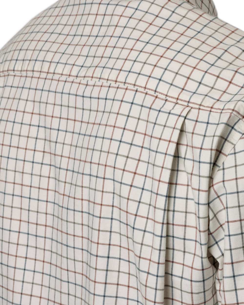 Grape Leaf Terracotta Check Coloured Seeland Oxford Shooting Shirt on white background