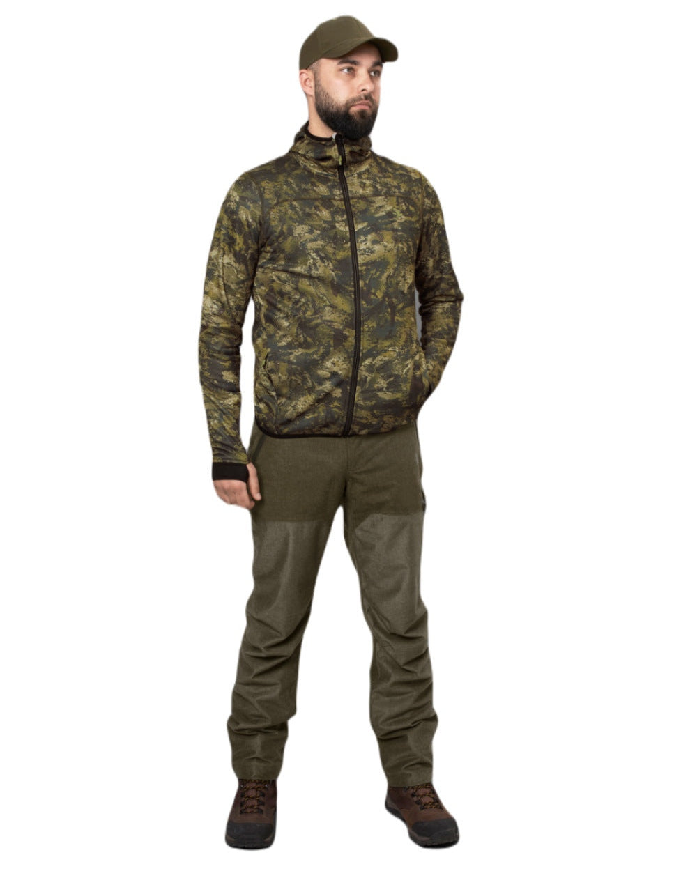 InVis Green Coloured Seeland Power Camo Fleece Jacket on white background