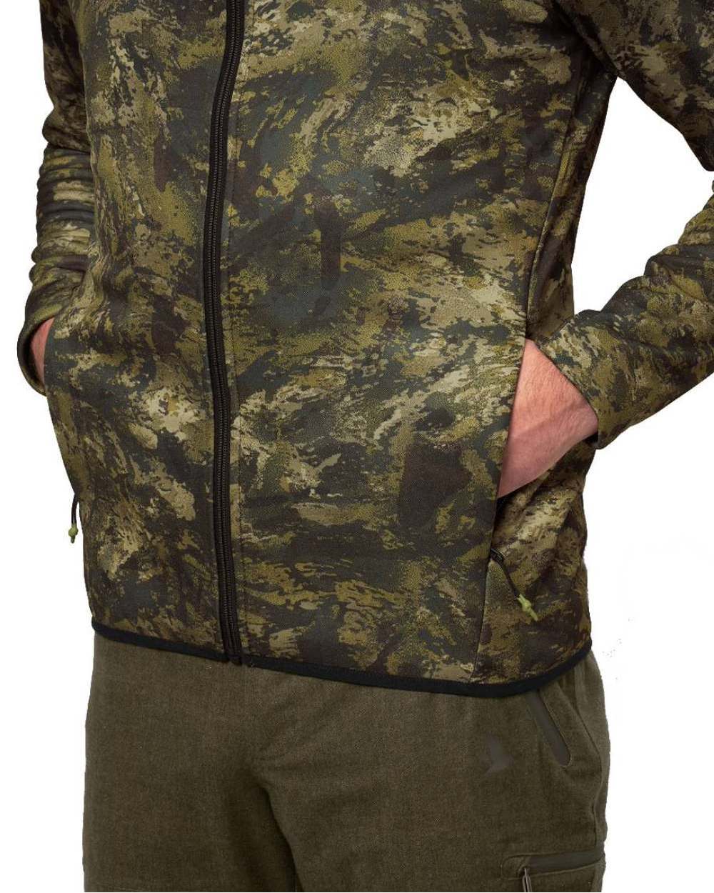 InVis Green Coloured Seeland Power Camo Fleece Jacket on white background