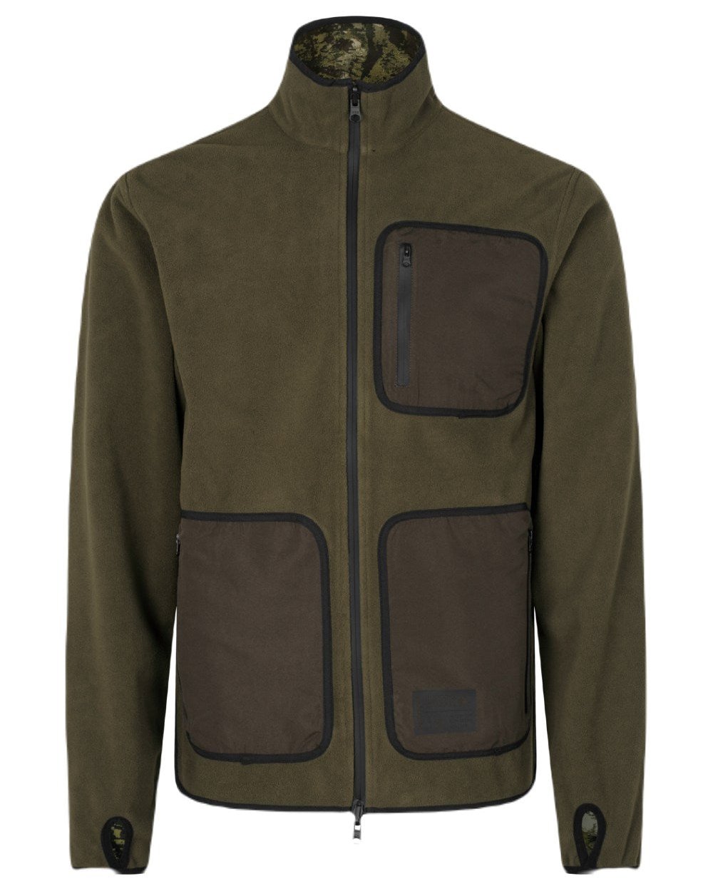 Light Pine InVis Green Coloured Seeland Rogue Reversible Fleece Jacket on white background