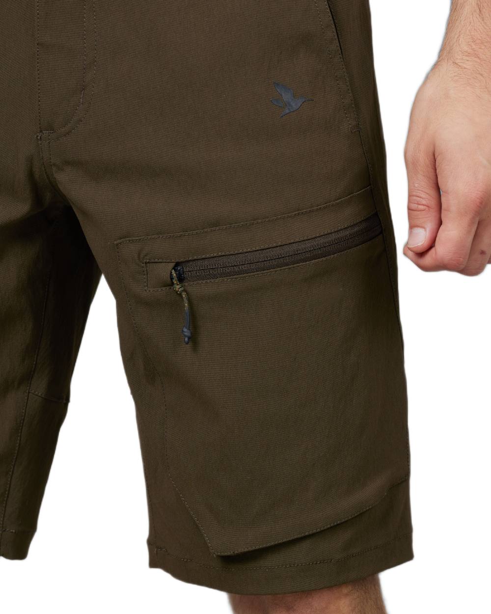Pine Green Coloured Seeland Rowan Stretch Shorts on White background