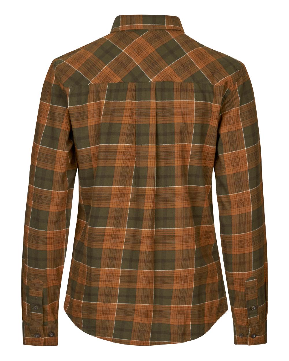 Grizzly Brown Terracotta Check Coloured Seeland Skye Flannel Shirt on White Background