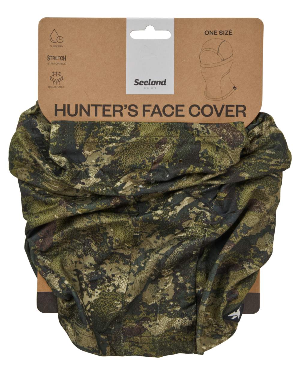 InVis MPC Green coloured Seeland Tagus Camo Face Cover on white background