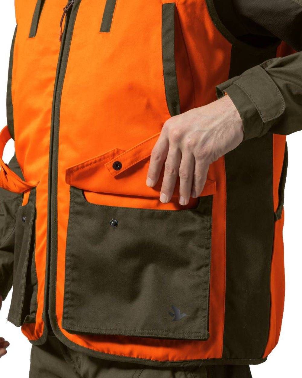 Hi-Vis Orange Coloured Seeland Travo Waistcoat on white background