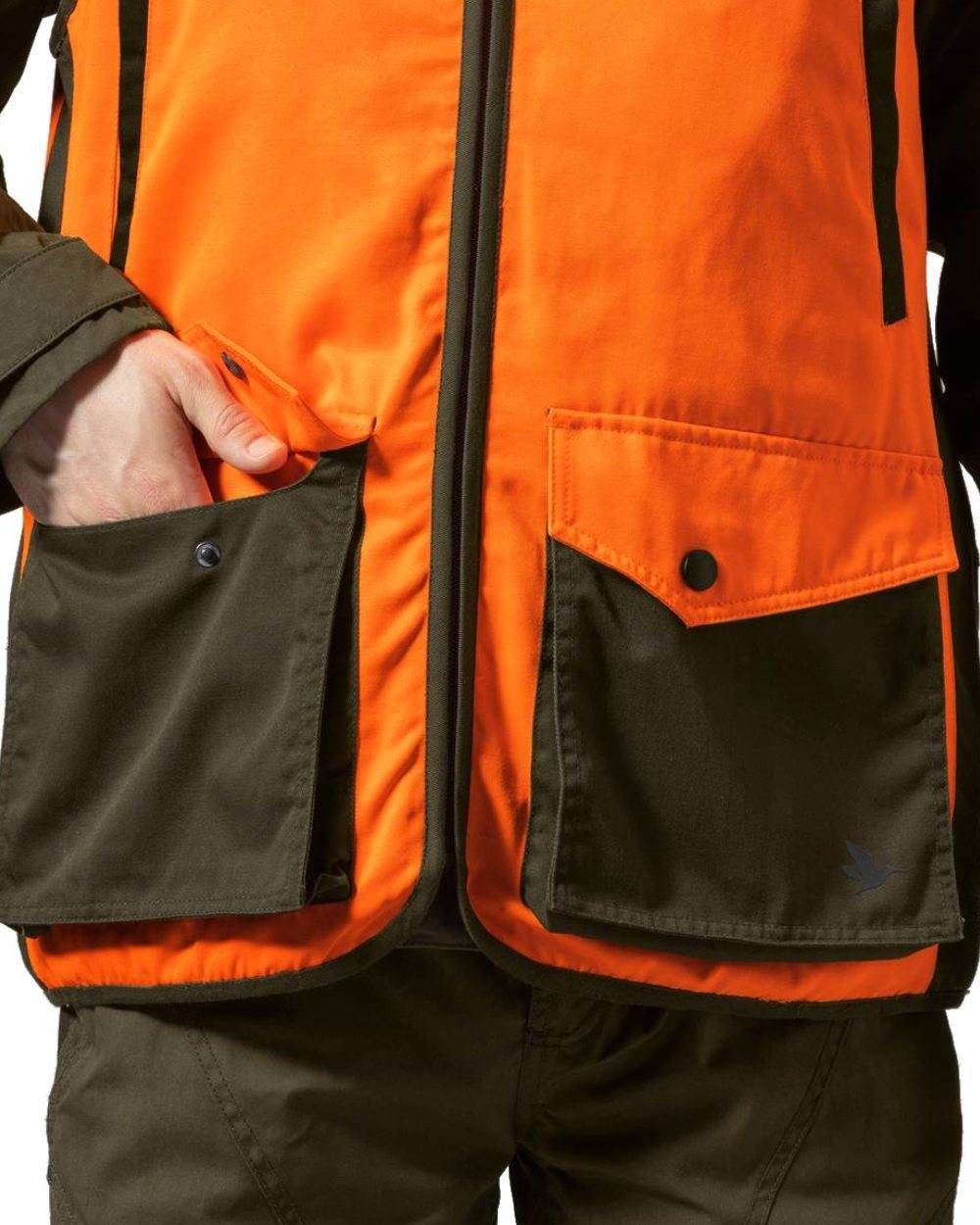 Hi-Vis Orange Coloured Seeland Travo Waistcoat on white background