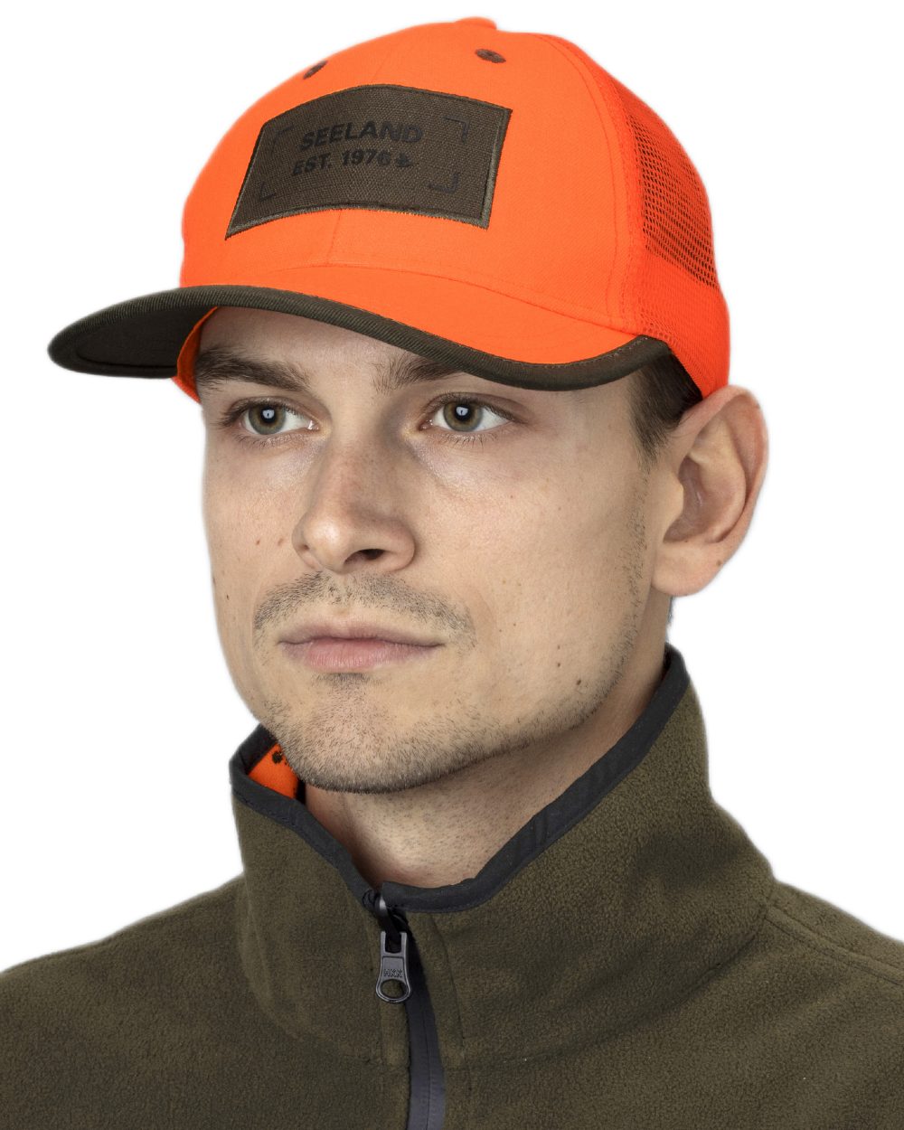 Orange Blaze coloured Seeland Venture Rover Cap on white background