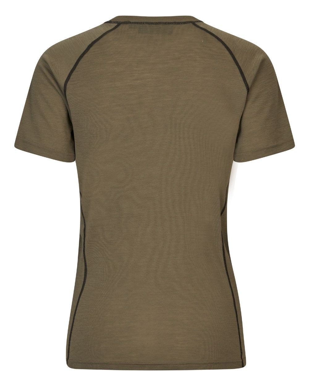 Covert Green Coloured Seeland Womens Apex Aia Merino T-shirt on white background