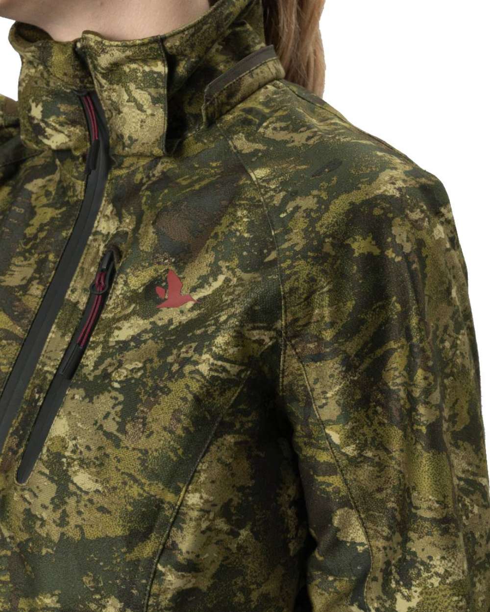 InVis MPC Green Coloured Seeland Womens Avail Camo Jacket on white background