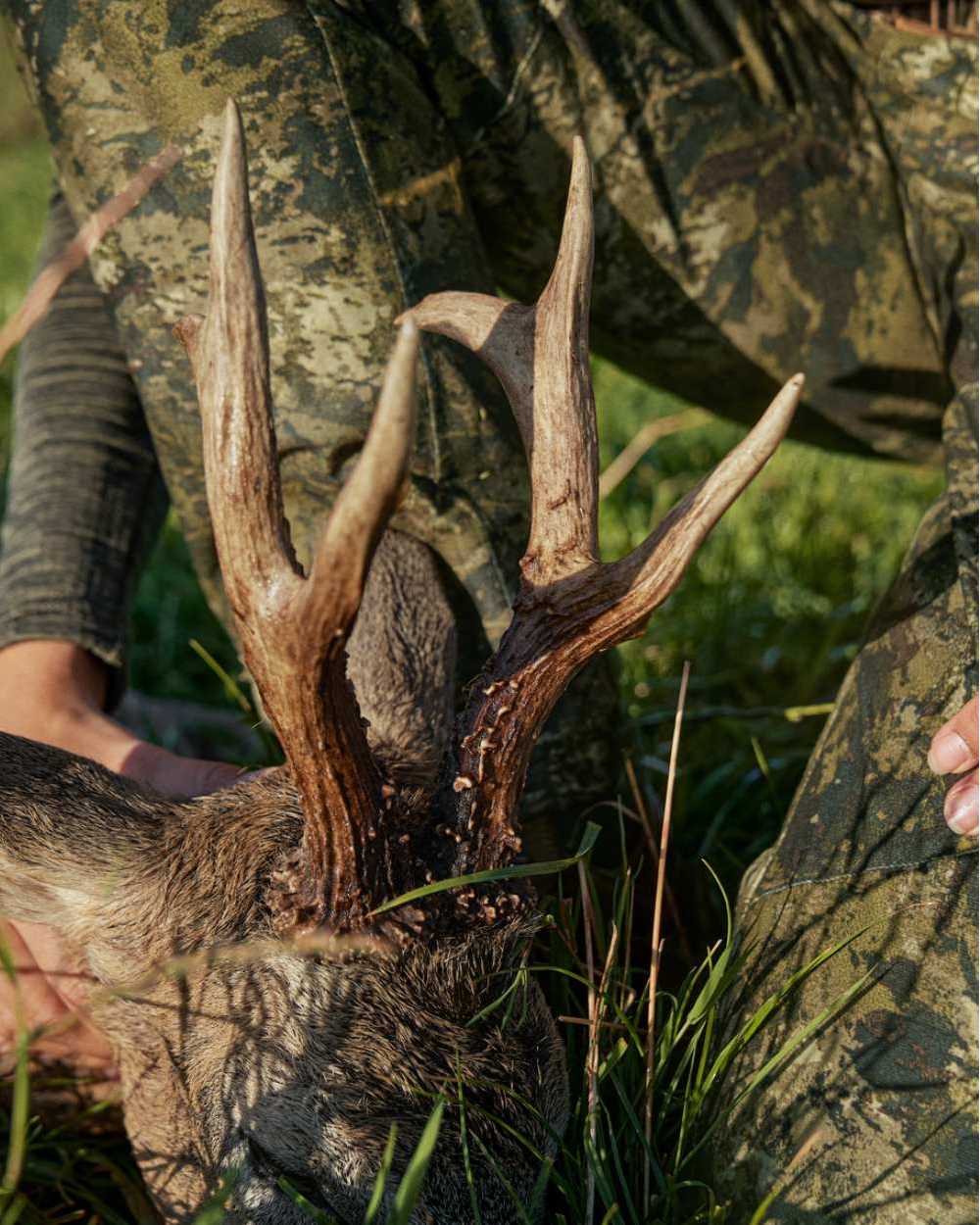 InVis MPC Green Coloured Seeland Womens Avail Camo Trousers on forest background