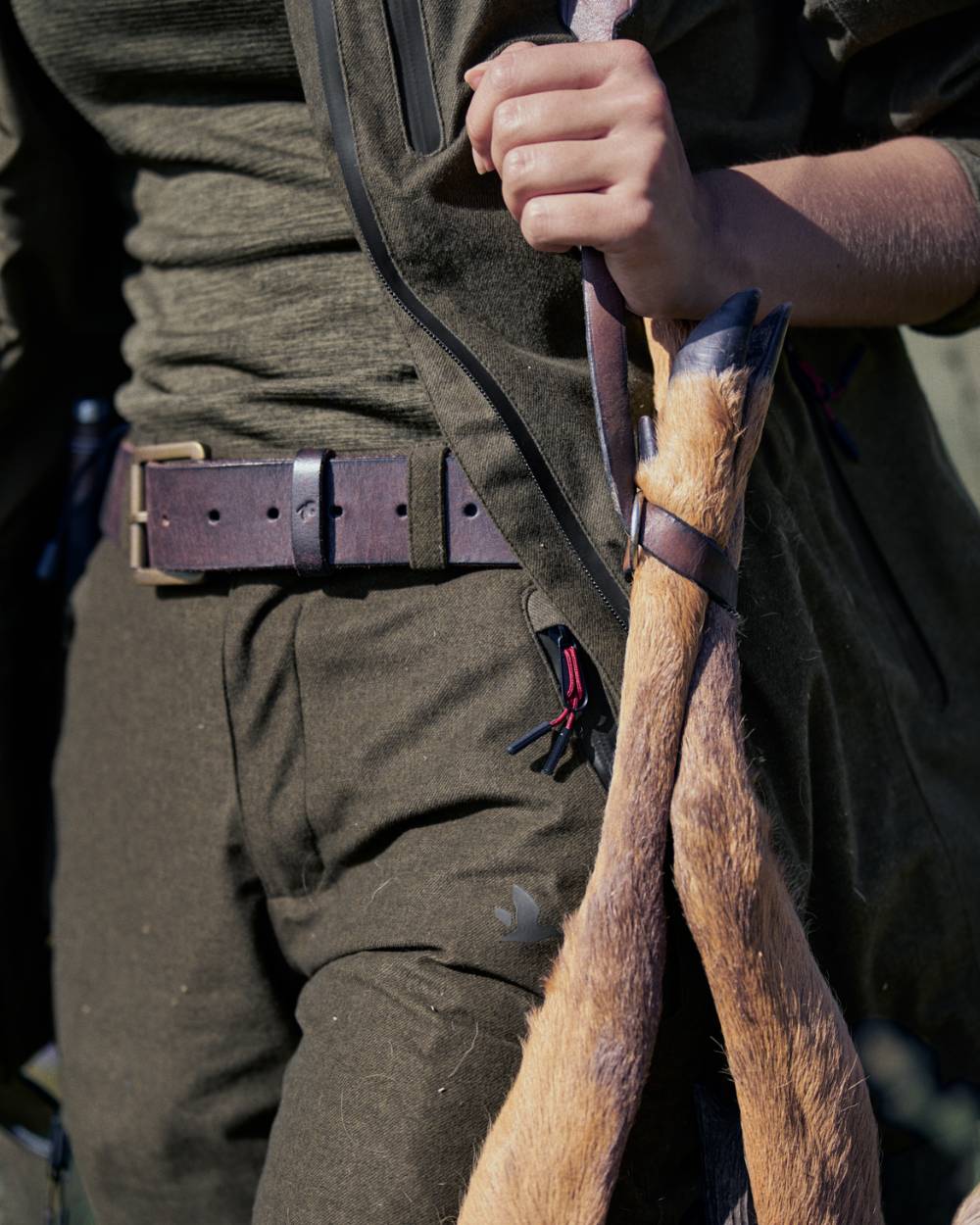 Pine Green Melange Coloured Seeland Womens Avail Trousers on forest background