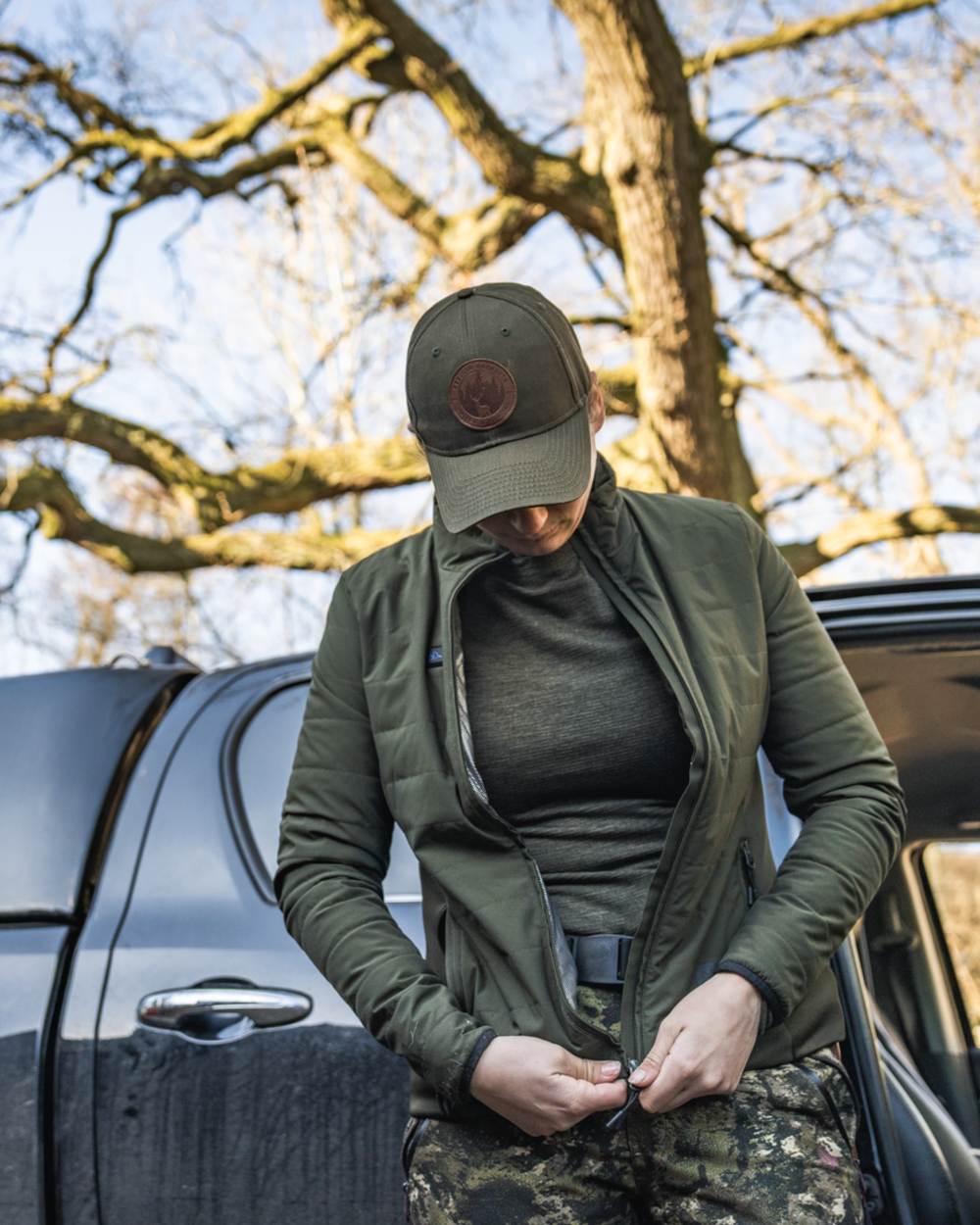 Pine Green Coloured Seeland Womens Celsius Aia Heat Jacket on outdoor background