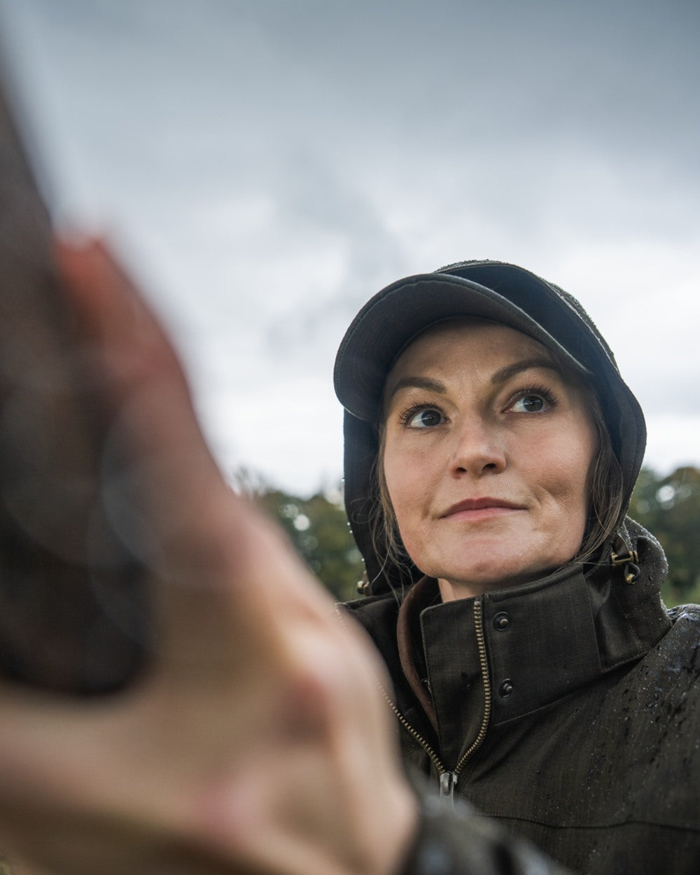 Light Pine Coloured Seeland Womens Highpoint Harriet Jacket on outdoor background