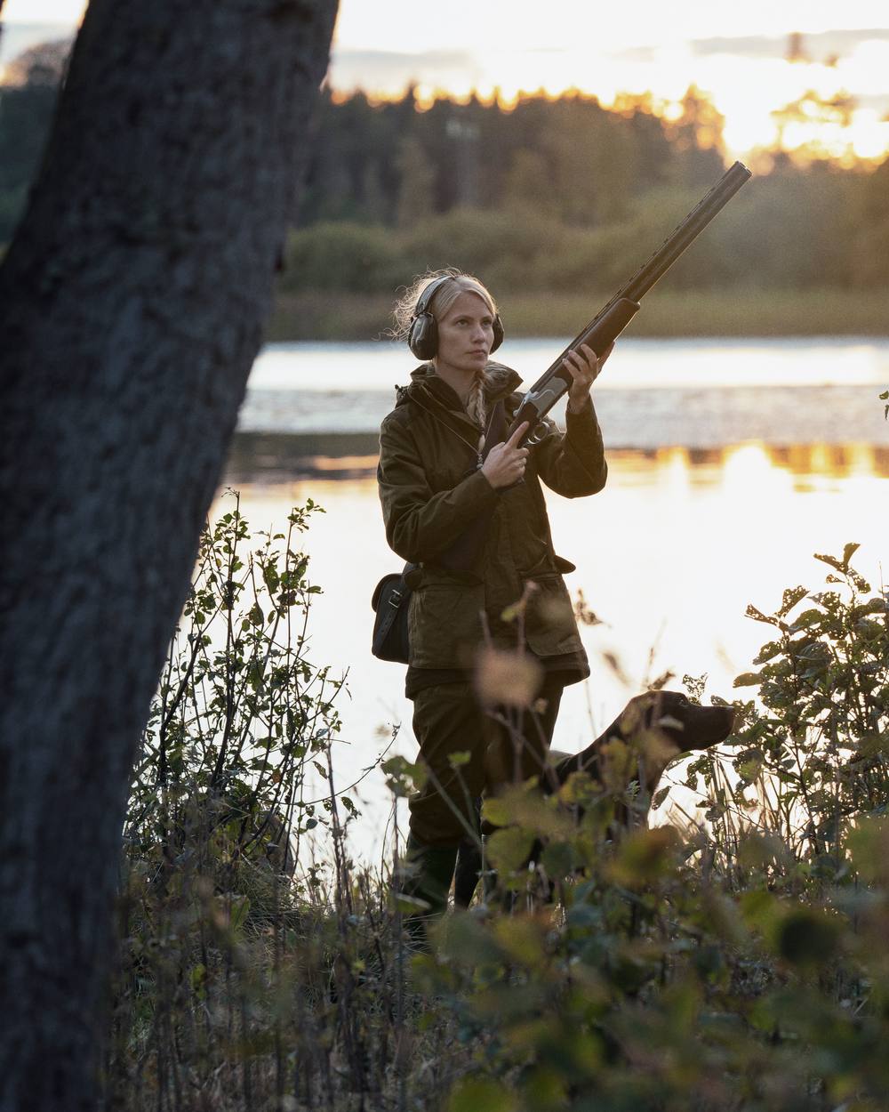 Pine Green Coloured Seeland Womens Key-Point Wax Jacket on outdoor background