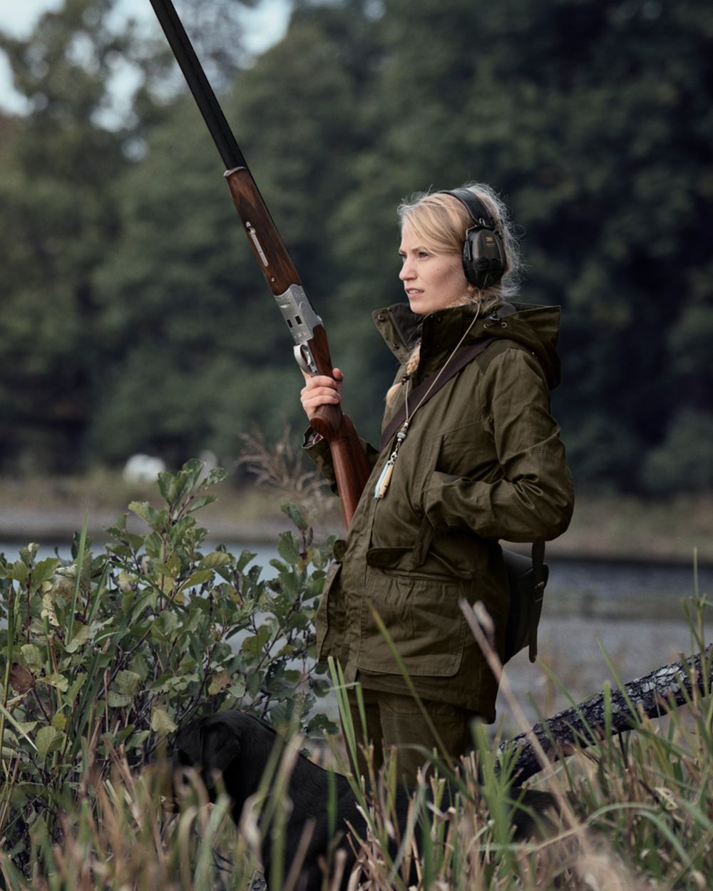 Pine Green Coloured Seeland Womens Key-Point Wax Jacket on outdoor background