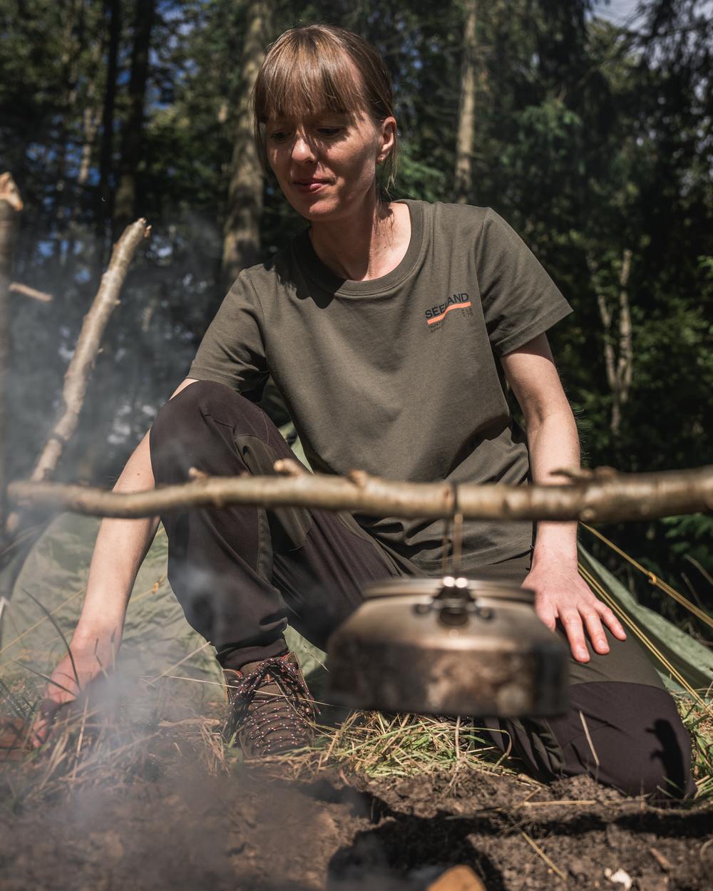 Grape Leaf Coloured Seeland Womens Leala T-Shirt on forest background