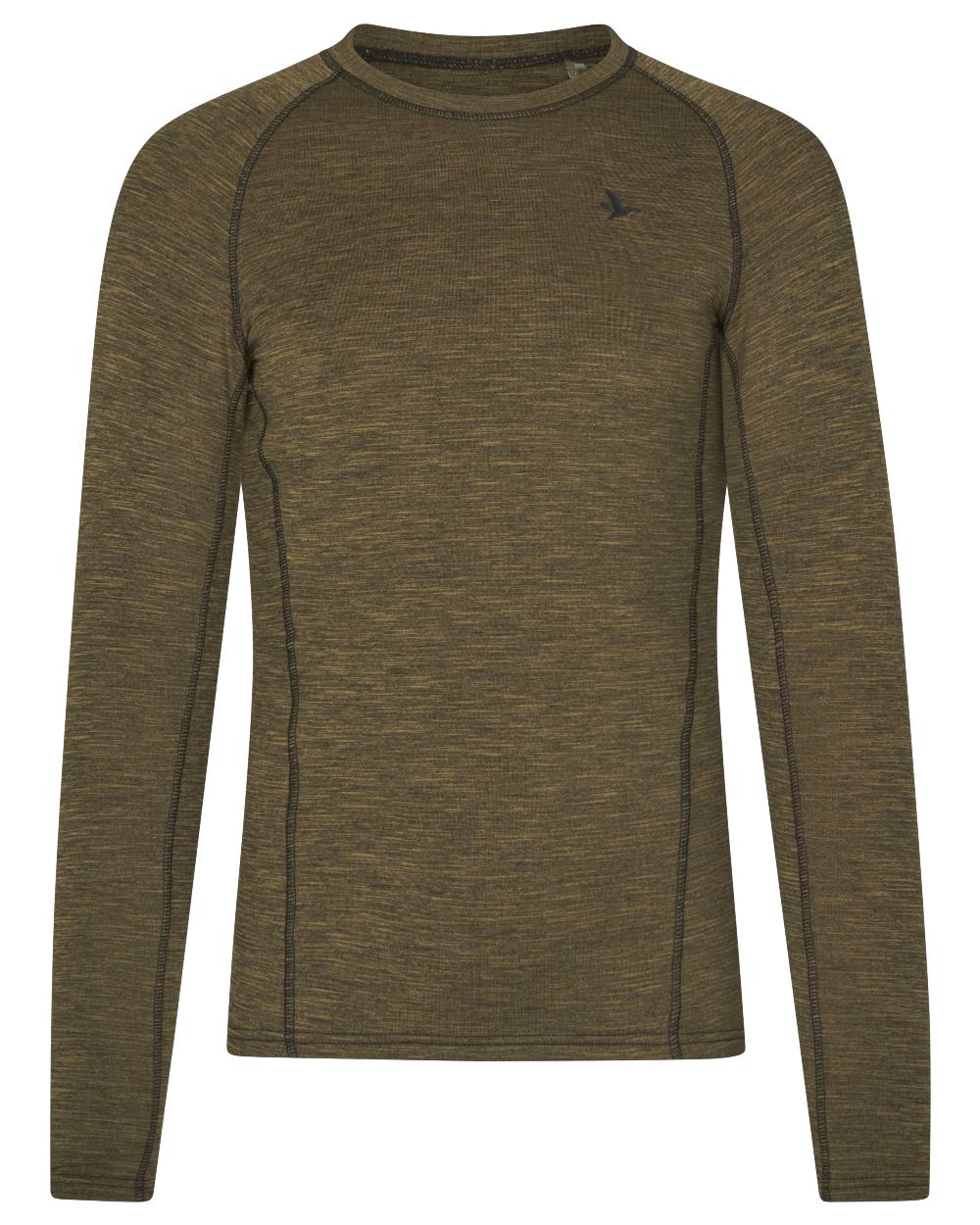 Military Olive Melange coloured Seeland Womens Peak Aia T-Shirt on white background