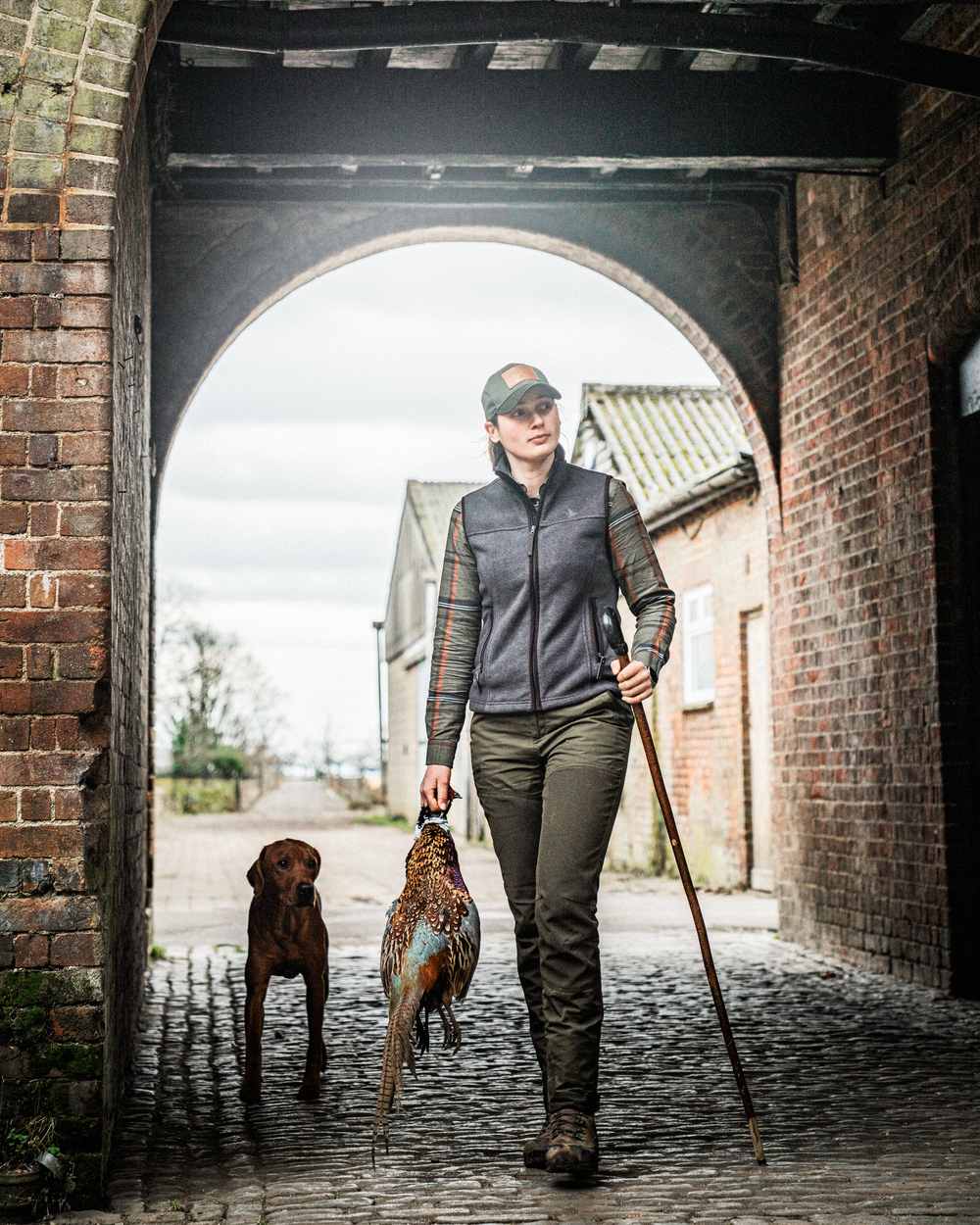 Dark Grey Melange Coloured Seeland Womens Woodcock Ivy Fleece Waistcoat on outdoor background