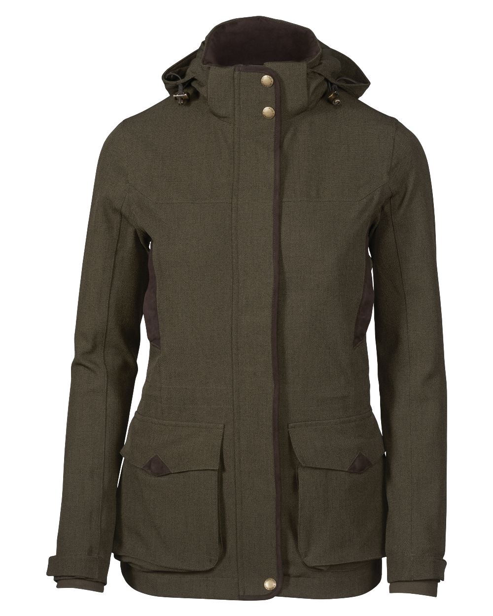 Shaded Olive coloured Seeland Woodcock Advanced Ladies Jacket on white background