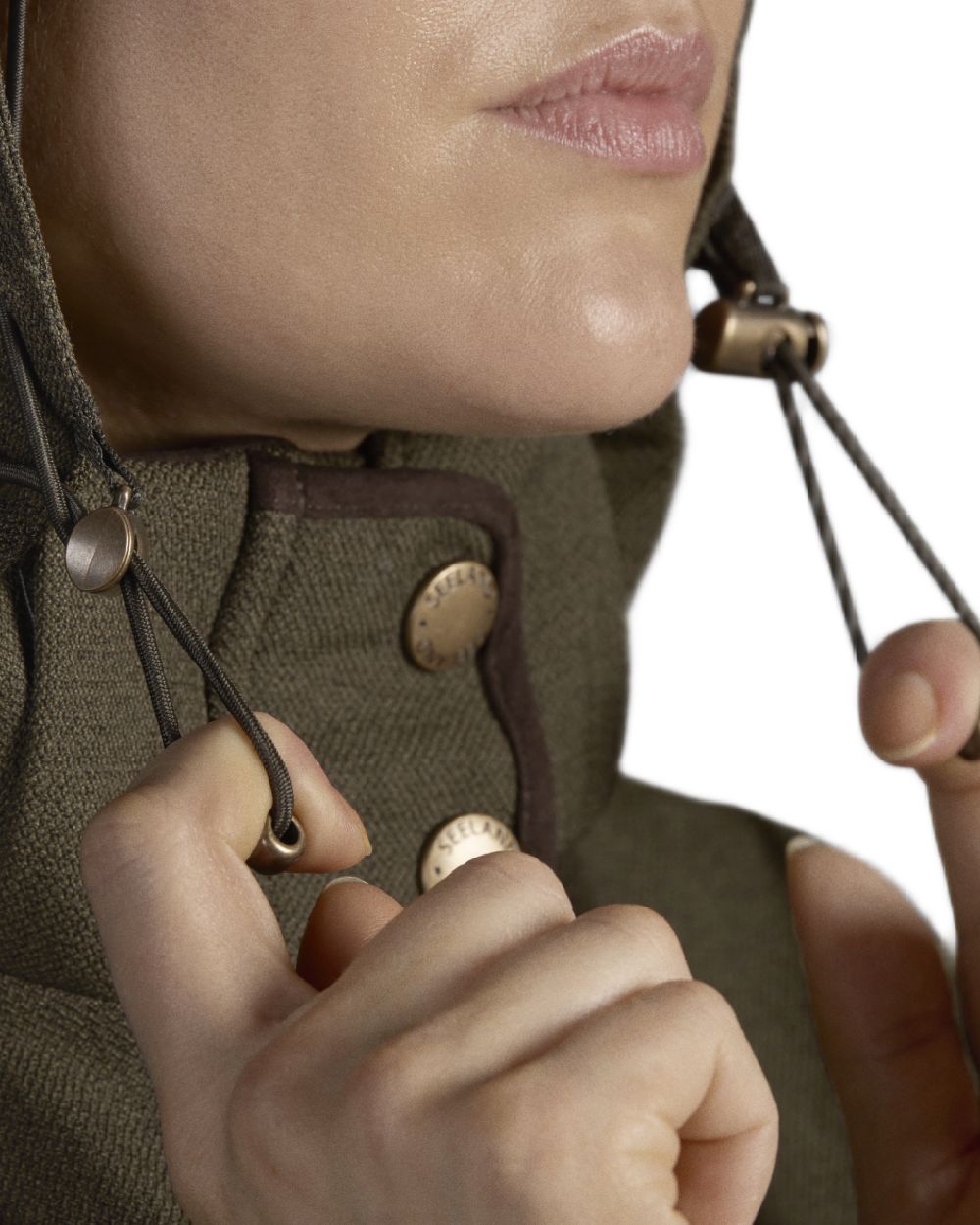 Shaded Olive coloured Seeland Woodcock Advanced Ladies Jacket on white background