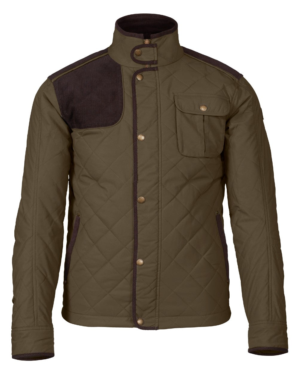 Shaded Olive Coloured Seeland Woodcock Advanced Quilted Jacket on White background