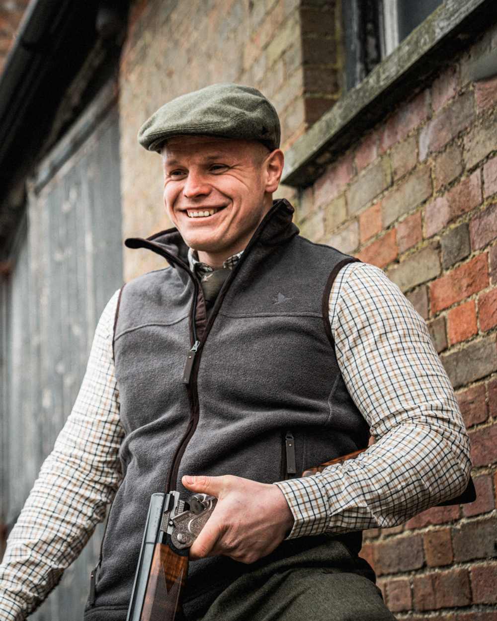 Dark Grey Melange coloured Seeland Woodcock Earl Waistcoat on outdoor background