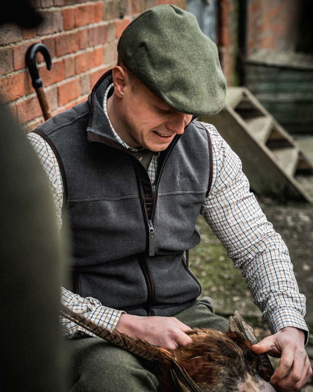 Dark Grey Melange coloured Seeland Woodcock Earl Waistcoat on outdoor background