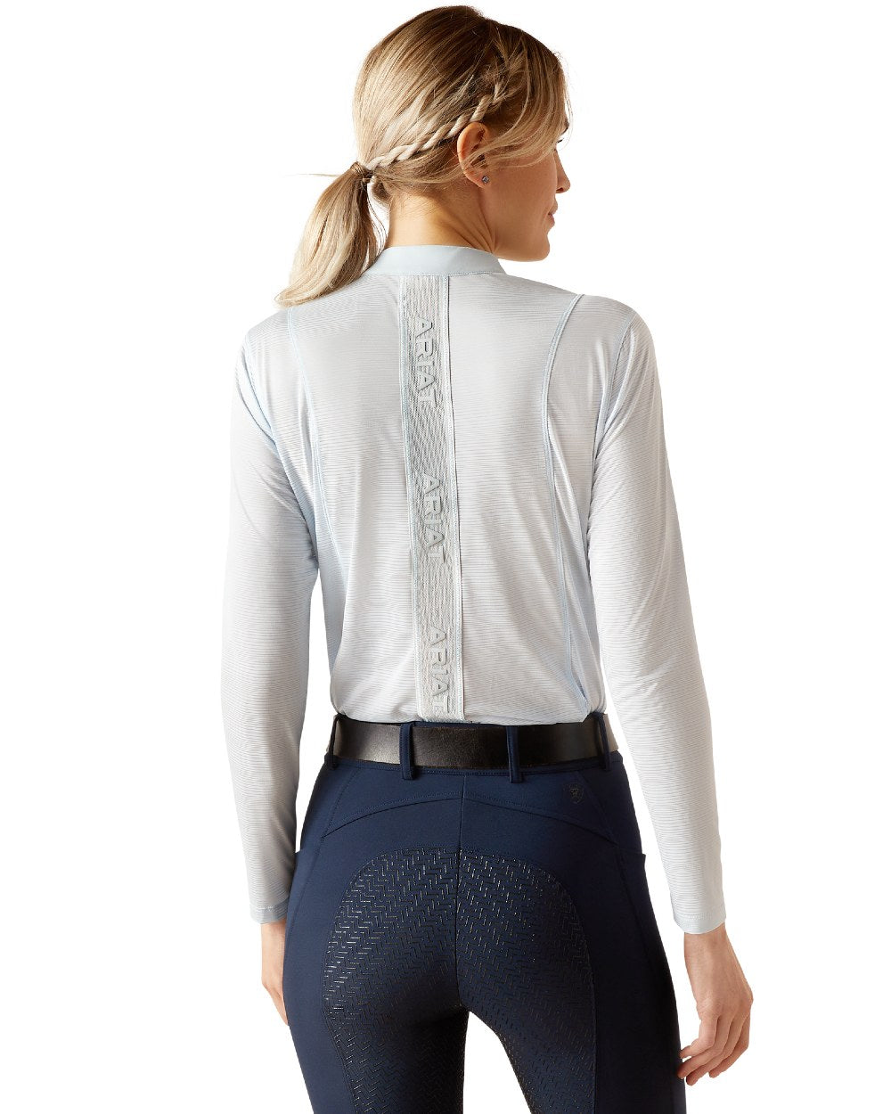 Skyride Coloured Ariat Womens Breathe Quarter Zip Baselayer On A White Background 