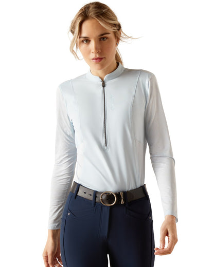 Skyride Coloured Ariat Womens Breathe Quarter Zip Baselayer On A White Background 
