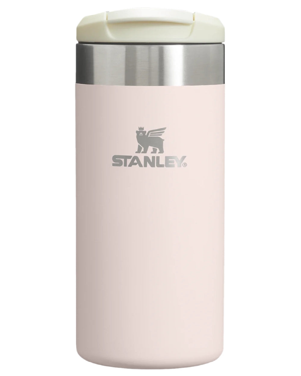 Rose Quartz Coloured Stanley AeroLight Transit Mug 0.35L on white background